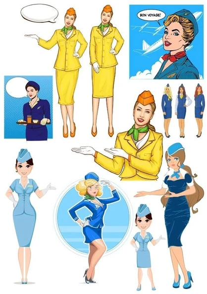Hostes Sticker Set-1 12 Parça Telefon, Tablet, Defter, Laptop Sticker