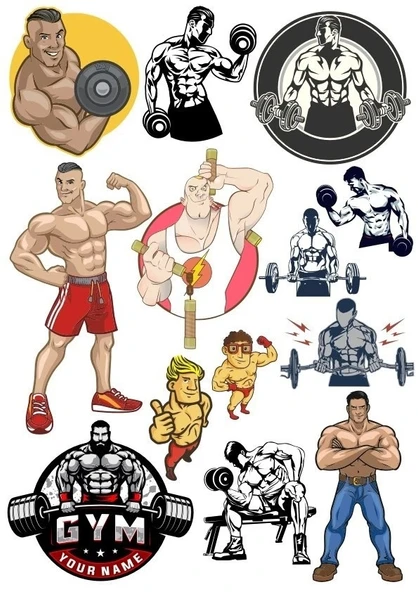 GYM fitness Sticker Set 15 Parça Telefon, Tablet, Defter, Laptop Sticker