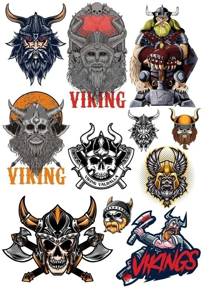 Kuru Kafa Vikings Sticker Set 11 Parça Telefon, Tablet, Defter, Laptop Sticker ürün görseli 1