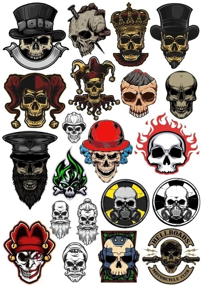 İskelet Sticker Set-12 13 Parça Telefon, Tablet, Defter, Laptop Sticker ürün görseli 1