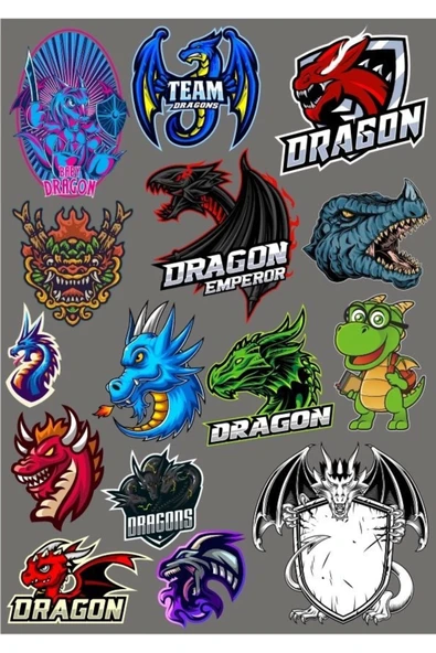 Dragon Ejderha Sticker Set 13 Parça Telefon, Tablet, Defter, Laptop Sticker ürün görseli 1