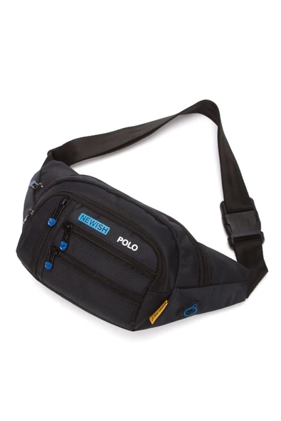 Erkek Bel Çantası Çapraz Bol Cepli Su Geçirmez Kumaş Göğüs Çapraz Kulaklık Çıkışlı Çanta - 5