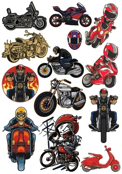 Motocu Sticker Set-5 13 Parça Telefon, Tablet, Defter, Laptop Sticker ürün görseli 1