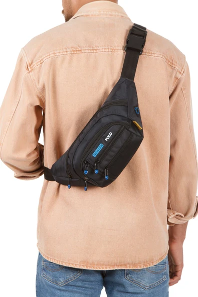 Erkek Bel Çantası Çapraz Bol Cepli Su Geçirmez Kumaş Göğüs Çapraz Kulaklık Çıkışlı Çanta - 4