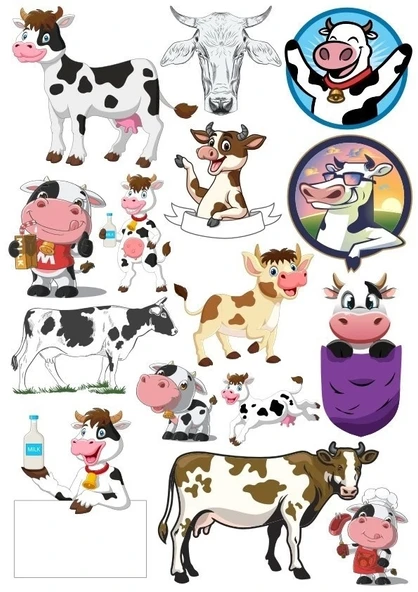 İnek Sticker Set-3 13 Parça Telefon, Tablet, Defter, Laptop Sticker ürün görseli 1