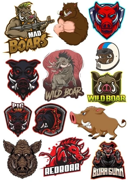 Kızgın Domuz Sticker Set-1 13 Parça Telefon, Tablet, Defter, Laptop Sticker