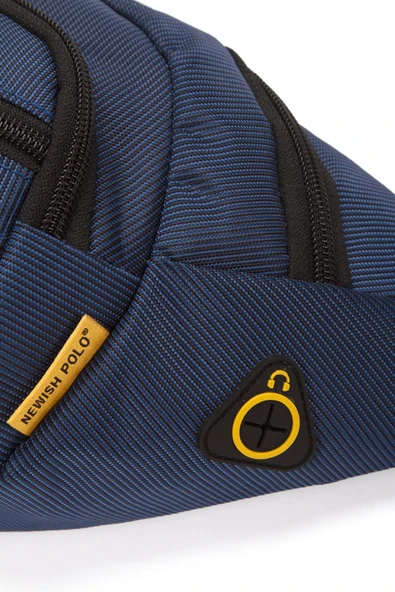 Erkek Bel Çantası Çapraz Çok Cepli Su Geçirmez Kumaş  Çapraz Kulaklık Çıkışlı Çanta - 6