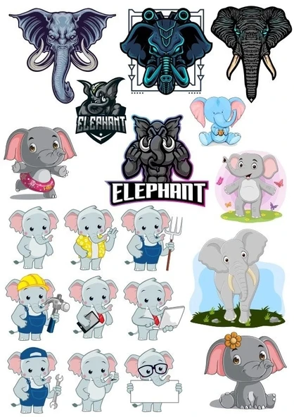 Fil Sticker Set-5 17 Parça Telefon, Tablet, Defter, Laptop Sticker