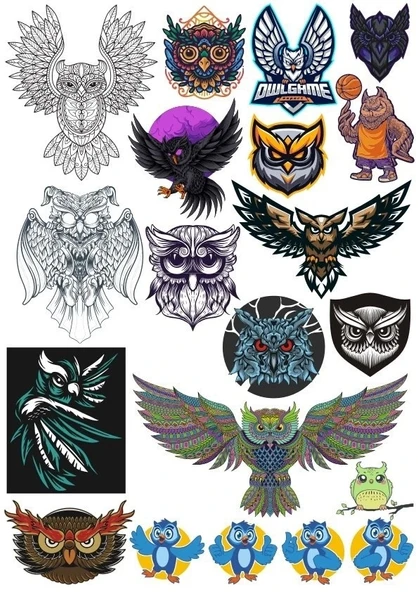 Baykuş OWL Sticker Set-11 15 Parça Telefon, Tablet, Defter, Laptop Sticker ürün görseli 1