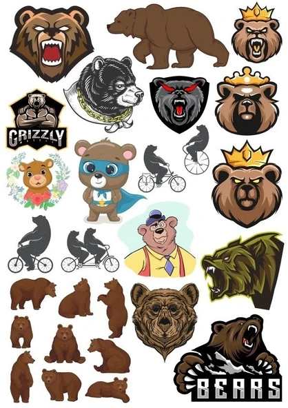 Ayı Sticker Set-10 15 Parça Telefon, Tablet, Defter, Laptop Sticker