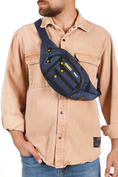 Erkek Bel Çantası Çapraz Çok Cepli Su Geçirmez Kumaş  Çapraz Kulaklık Çıkışlı Çanta - 3