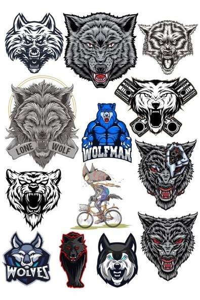 Kurt Wolfs Sticker Set-1 13 Parça Telefon, Tablet, Defter, Laptop Sticker