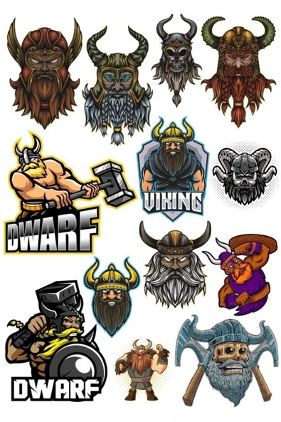 Savaşçı Warior Sticker Set-2 13 Parça Telefon, Tablet, Defter, Laptop Sticker