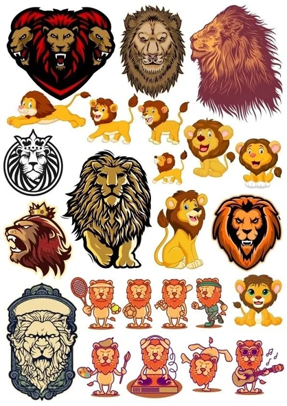 Aslan Sticker Set-11 15 Parça Telefon, Tablet, Defter, Laptop Sticker ürün görseli 1