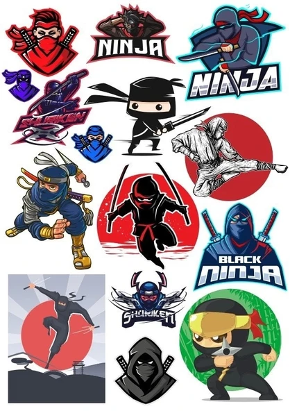 Ninja Sticker Set-1 13 Parça Telefon, Tablet, Defter, Laptop Sticker ürün görseli 1