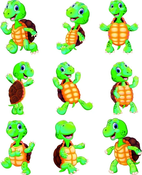 Sevimli Kaplumbağa Sticker Set 9 Parça Telefon, Tablet, Defter, Laptop Sticker ürün görseli 1