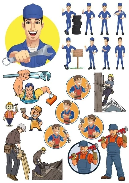 İşçi Sticker Set-1 15 Parça Telefon, Tablet, Defter, Laptop Sticker ürün görseli 1