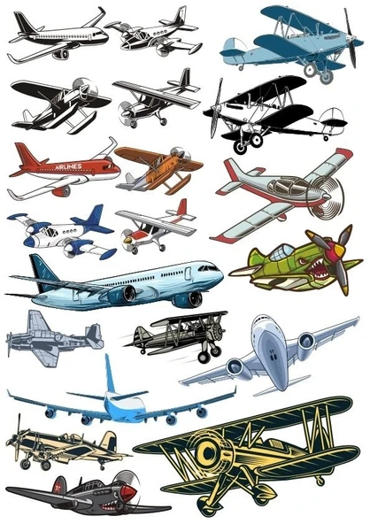 Uçaklar Sticker Set 15 Parça Telefon, Tablet, Defter, Laptop Sticker ürün görseli 1