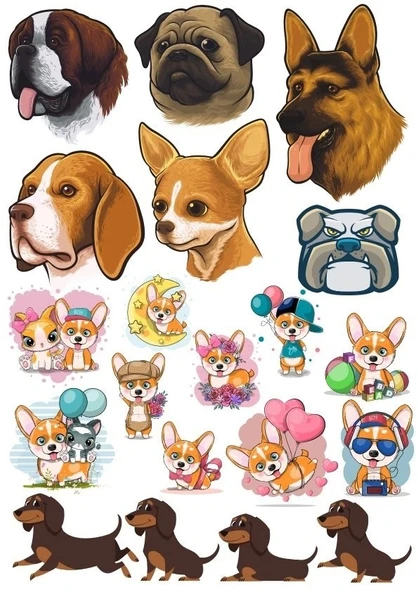 Köpek Sticker Set-13 13 Parça Telefon, Tablet, Defter, Laptop Sticker ürün görseli 1