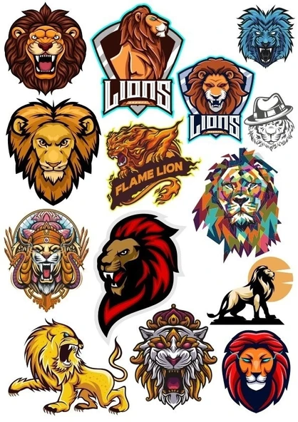Aslan Lions Sticker Set-1 14 Parça Telefon, Tablet, Defter, Laptop Sticker ürün görseli 1
