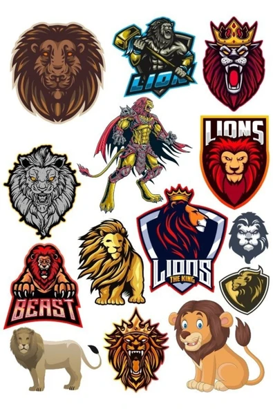 Aslan Sticker Set-12 14 Parça Telefon, Tablet, Defter, Laptop Sticker ürün görseli 1