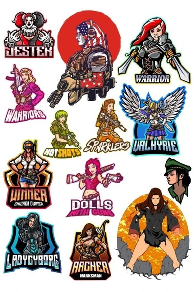 Savaşçı Kadın Sticker Set-1 12 Parça Telefon, Tablet, Defter, Laptop Sticker ürün görseli 1