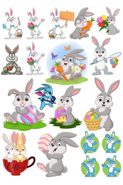 Tavşan Sticker Set-10 25 Parça Telefon, Tablet, Defter, Laptop Sticker ürün görseli 1