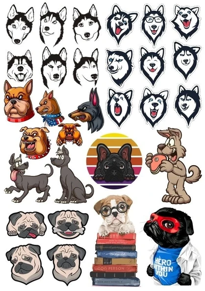 Sevimli Köpekler Sticker Set 25 Parça Telefon, Tablet, Defter, Laptop Sticker ürün görseli 1
