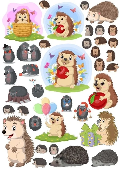 Kirpi Sticker Set 20 Parça Telefon, Tablet, Defter, Laptop Sticker ürün görseli 1