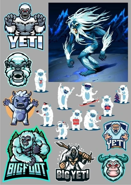 Yeti Buz Canavarı Sticker Set 17 Parça Telefon, Tablet, Defter, Laptop Sticker ürün görseli 1