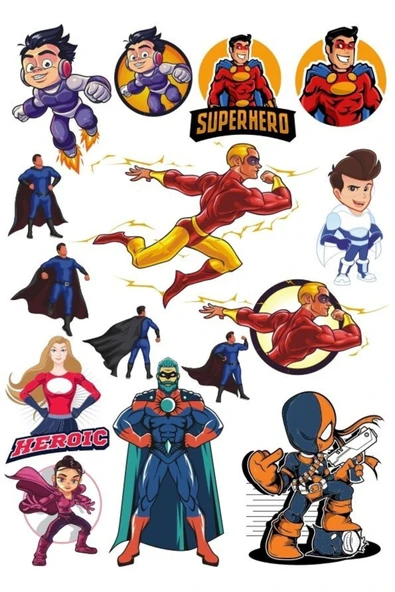 Süper Kahramanlar Sticker Set-1 15 Parça Telefon, Tablet, Defter, Laptop Sticker ürün görseli 1