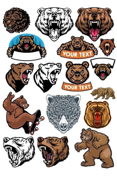 Ayı Sticker Set-17 13 Parça Telefon, Tablet, Defter, Laptop Sticker ürün görseli 1