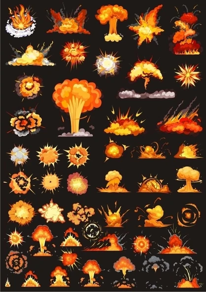 Patlamalar Sticker Set-2 20 Parça Telefon, Tablet, Defter, Laptop Sticker ürün görseli 1