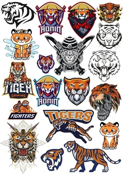 Tiger Kaplan Sticker Set-3 15 Parça Telefon, Tablet, Defter, Laptop Sticker ürün görseli 1