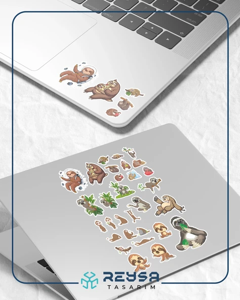 Tembel Hayvan Stciker Set 25 Parça Telefon, Tablet, Defter, Laptop Sticker - Resim 3