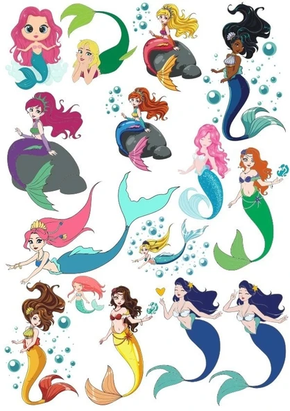 Deniz Kızı Sticker Set-2 17 Parça Telefon, Tablet, Defter, Laptop Sticker ürün görseli 1