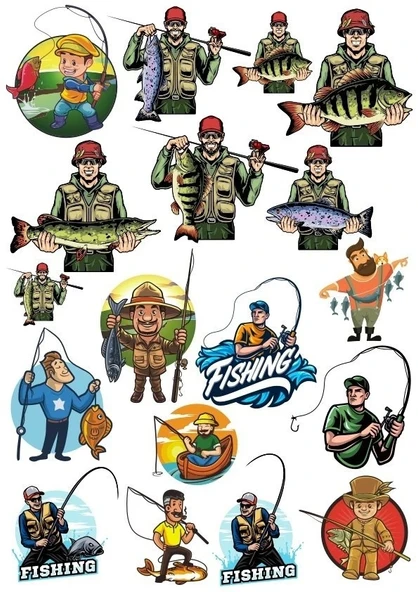 Balıkçı Sticker Set 17 Parça Telefon, Tablet, Defter, Laptop Sticker ürün görseli 1