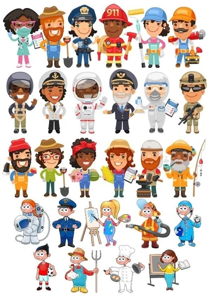 Meslekler Sticker Set 25 Parça Telefon, Tablet, Defter, Laptop Sticker