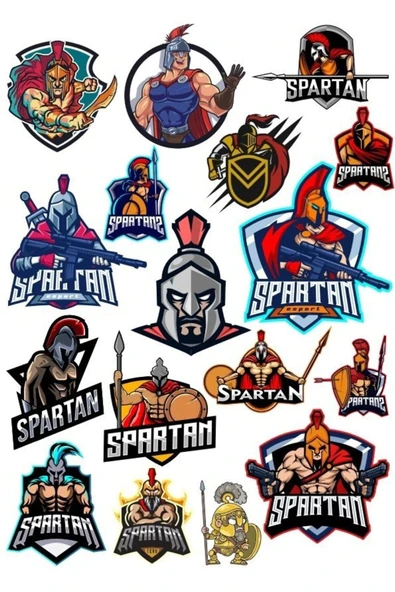 Spartan Savaşçı Sticker Set-3 17 Parça Telefon, Tablet, Defter, Laptop Sticker