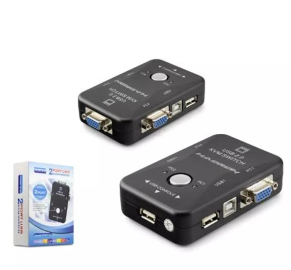 HADRON HDX1360 VGA USB KVM SWITCH 2GİRİŞ 1ÇIKIŞ SİYAH