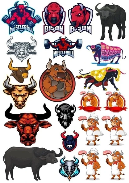 Boğa Stciker Set-16 16 Parça Telefon, Tablet, Defter, Laptop Sticker ürün görseli 1