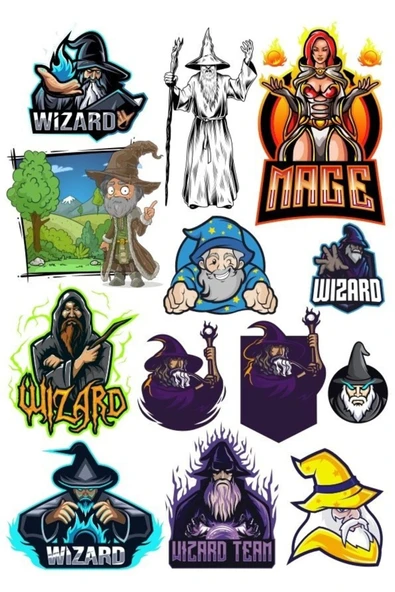 Büyücü Mage Sticker Set 13 Parça Telefon, Tablet, Defter, Laptop Sticker ürün görseli 1