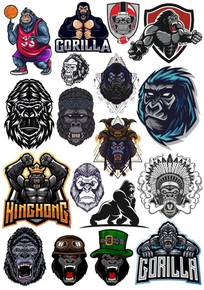 Goril Sticker Set-8 20 Parça Telefon, Tablet, Defter, Laptop Sticker