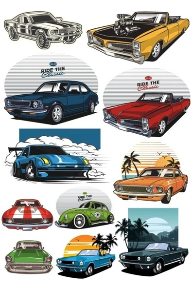 Arabalar Sticker Set-8 11 Parça Telefon, Tablet, Defter, Laptop Sticker ürün görseli 1