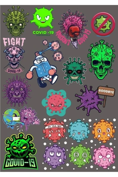 Virüs Bakteri Sticker Set-2 25 Parça Telefon, Tablet, Defter, Laptop Sticker ürün görseli 1