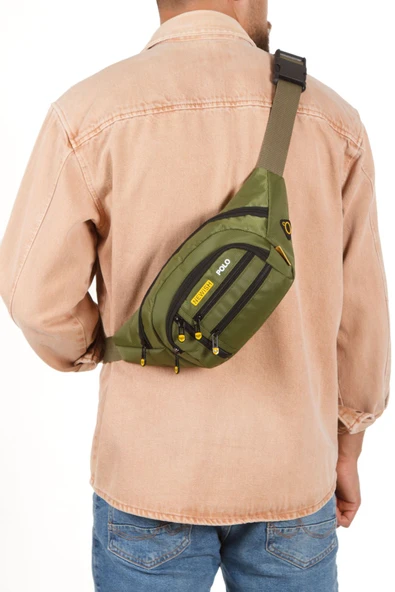 Erkek Bel Çantası Çapraz Çok Cepli Suya Dayanıklı Kumaş Göğüs Çapraz Kulaklık Çıkışlı Çanta - 3