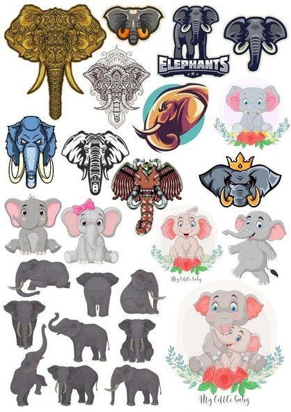 Fil Sticker Set-6 17 Parça Telefon, Tablet, Defter, Laptop Sticker ürün görseli 1