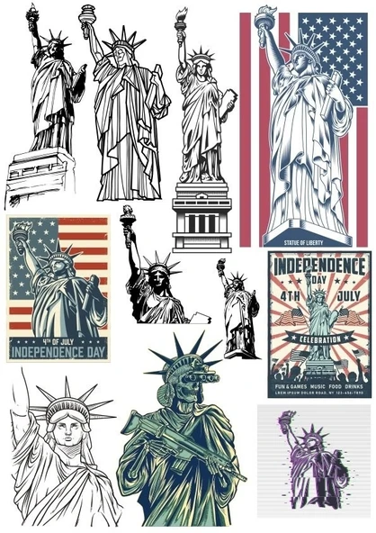 Özgürlük Anıtı Sticker Set 11 Parça Telefon, Tablet, Defter, Laptop Sticker ürün görseli 1