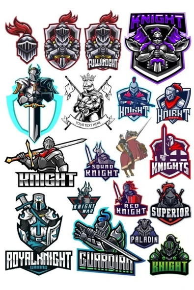 Knight Şövalye Sticker Set-3 19 Parça Telefon, Tablet, Defter, Laptop Sticker ürün görseli 1