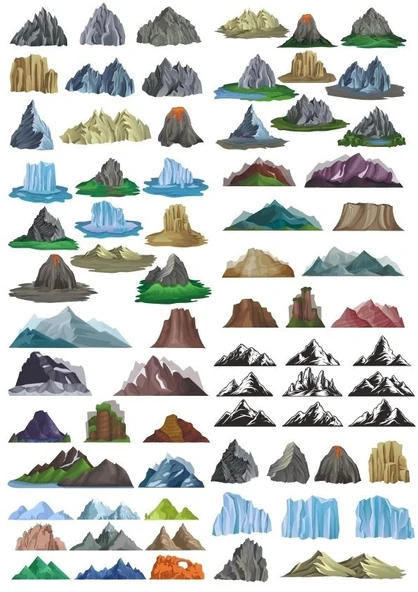 Dağlar Sticker Set-3 27 Parça Telefon, Tablet, Defter, Laptop Sticker
